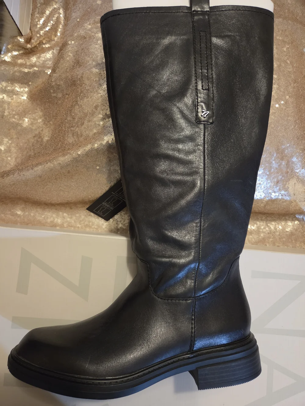 Naturalizer Black Leather Knee-High Zip Boots